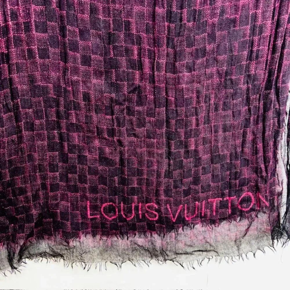 LOUIS VUITTON Etole Fringe Shawl Scarf 70% Cashmere/30% Silk  80